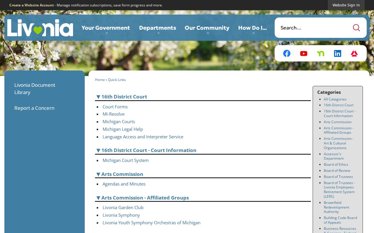 Livonia neighbors directory view of city neighborhood association links